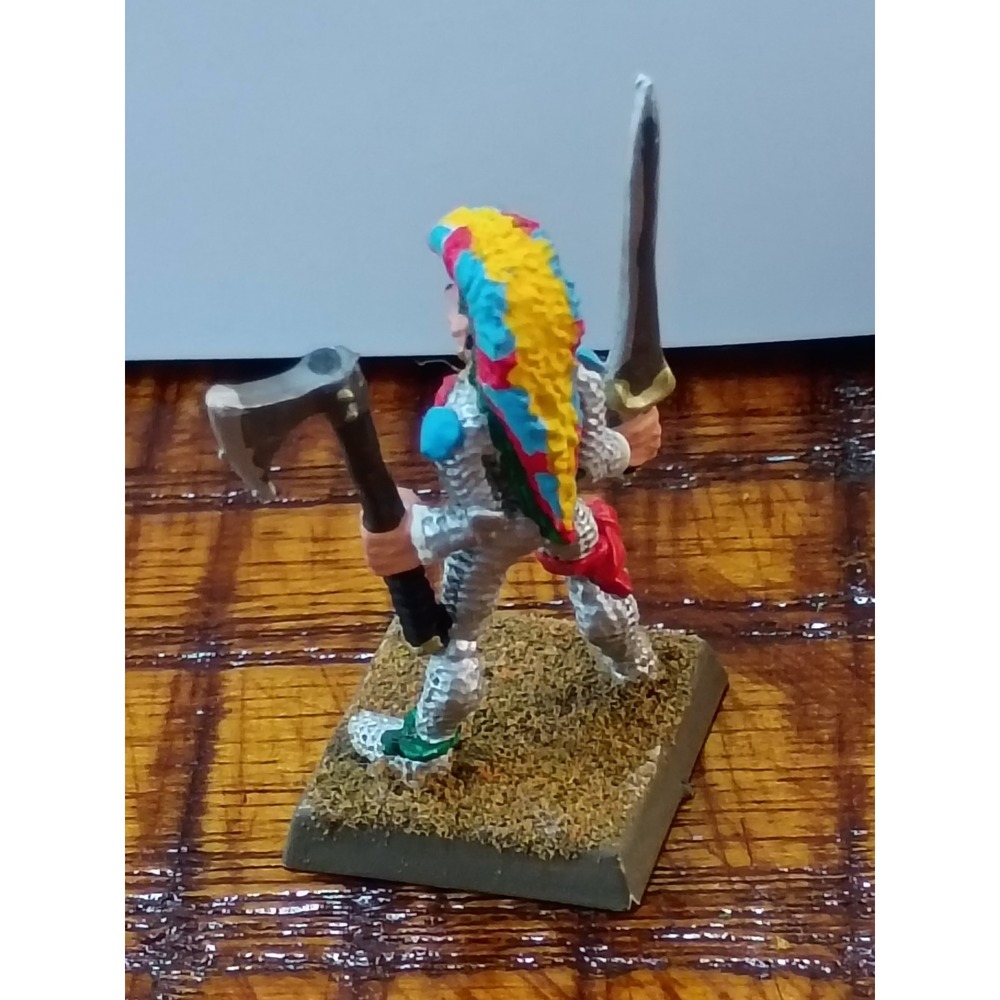 Vintage 1989 Warhammer Citadel Metal Miniature Elf Harlequin Sword Axe Figure